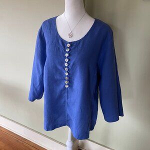 Women's 100% Linen Lilac 3/4 Sleeve Pullover Top (S)